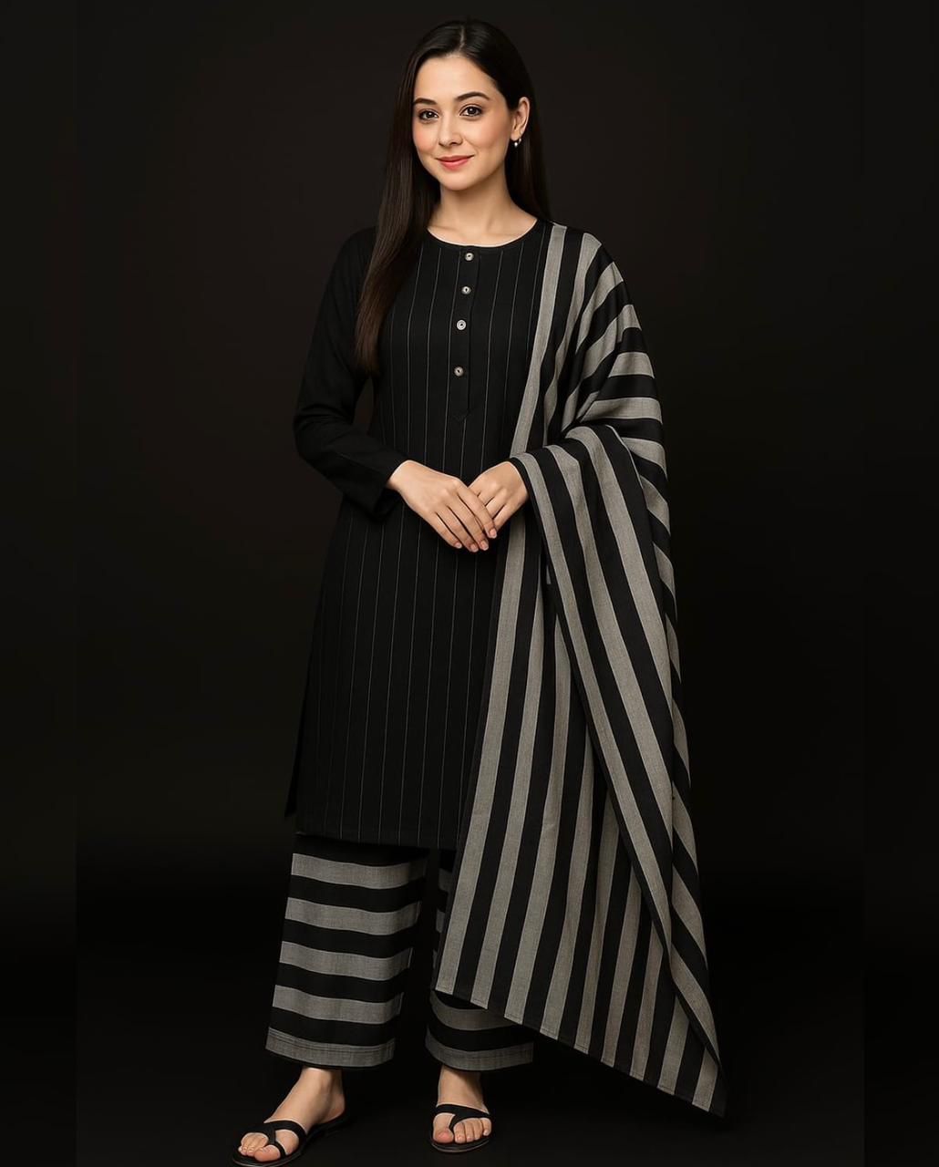 KHAADI LAWN 3-PC SUMMER UNSTITCHED (D-201) Black