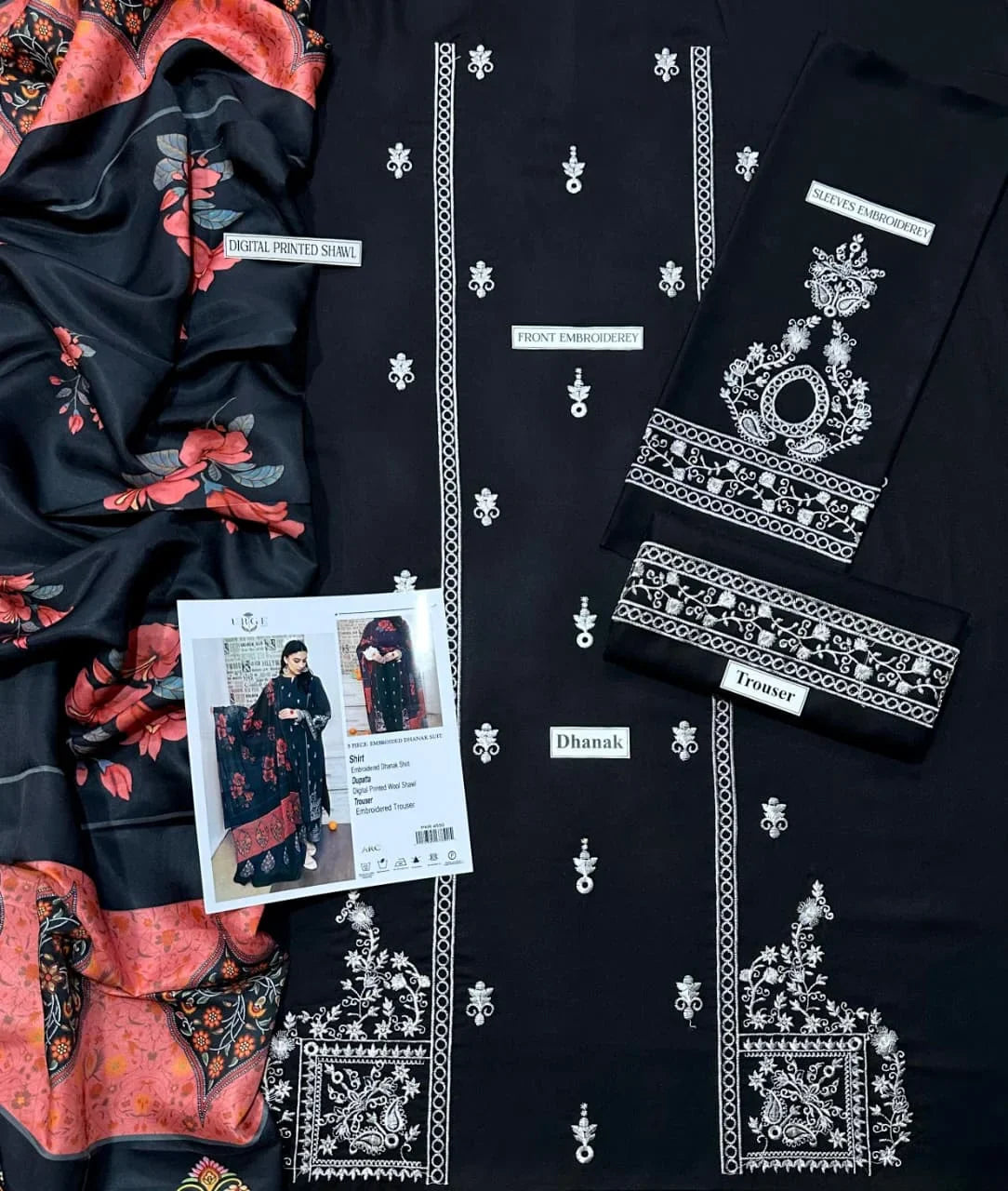 URGE DHANAK 3PC | EMNROIDERY | D#4535
