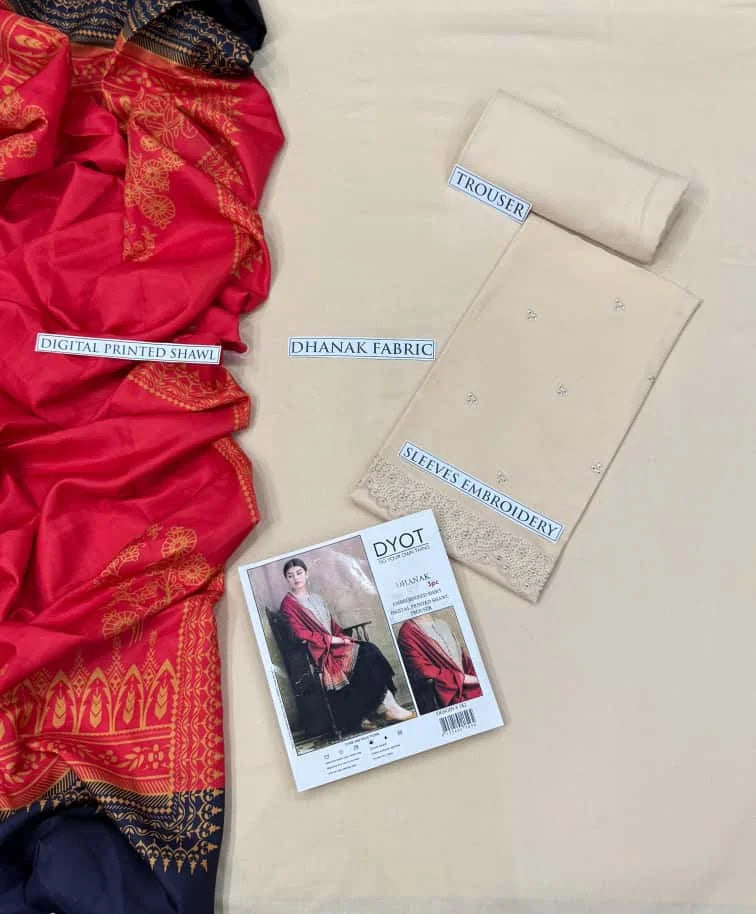 DYOT DHANAK 3PC | EMBROIDERY | D#6576
