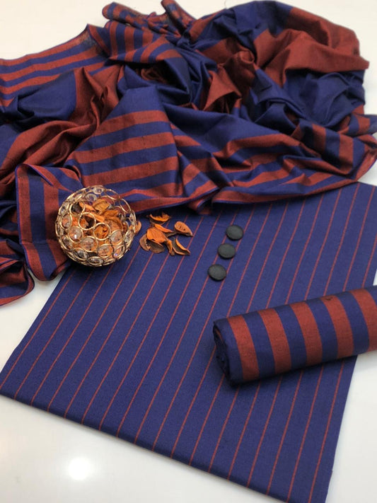 KHAADI SUSI MARINA 3-PC WINTER UNSTITCHED D-202 Blue