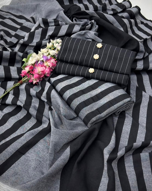 KHAADI SUSI MARINA 3-PC WINTER UNSTITCHED (D-201) Black