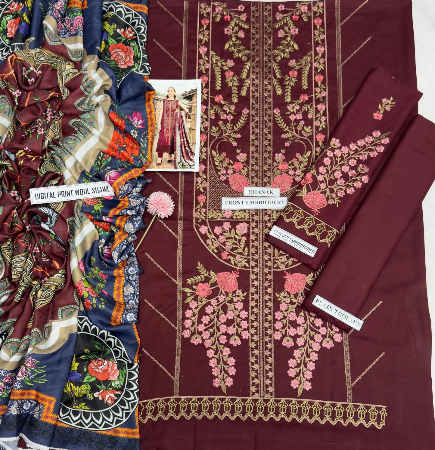 MARIA.B DHANAK 3PC | EMBROIDERY | FF#7516